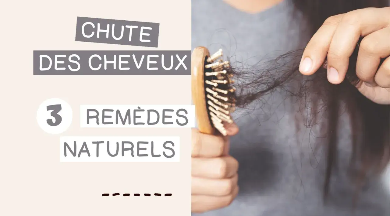 Main d'une personne tenant une brosse à cheveux avec des cheveux tombés, suggérant des remèdes naturels pour faire repousser les cheveux.