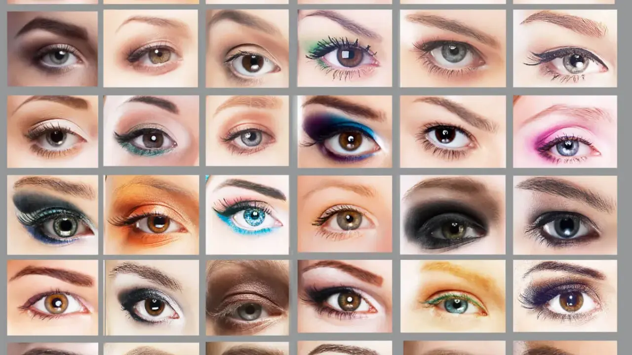 Collection de formes des yeux maquillés, aux couleurs et styles variés, du naturel au plus audacieux.