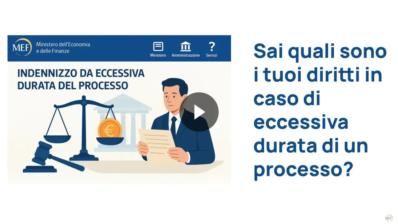 Indennizzo per eccessiva durata del processo: scopri i tuoi diritti. Bilancia della giustizia con euro, martelletto e uomo d'affari.