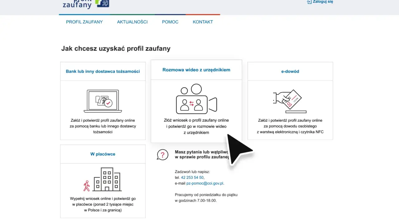 Jak założyć profil zaufany: przez bank, rozmowę wideo z urzędnikiem, e-dowód lub w placówce.