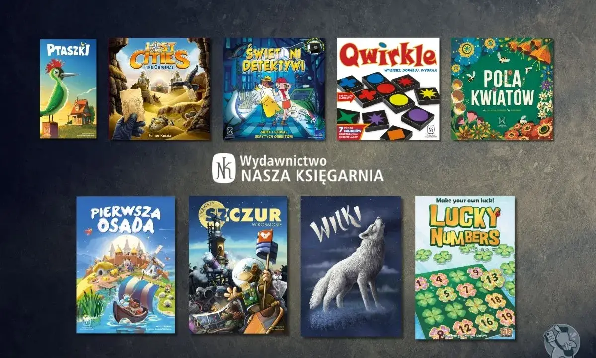 Zapowiedzi gier planszowych: Ptaszki, Lost Cities, Świetni Detektywi, Qwirkle, Pola Kwiatów, Pierwsza Osada, Szur w Kosmosie, Wilki, Lucky Numbers.