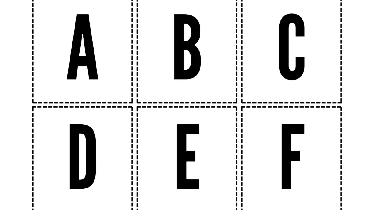 Letras A, B, C, D, E, F en cuadros punteados. Ideales como tipos de letras para imprimir y decorar.