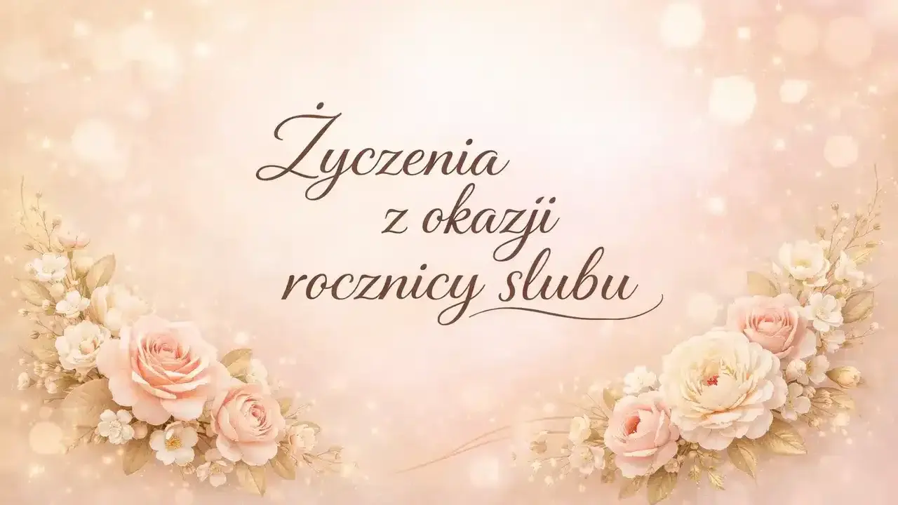 Eleganckie życzenia na 25 rocznicę ślubu, ozdobione pastelowymi różami i delikatnymi światłami.