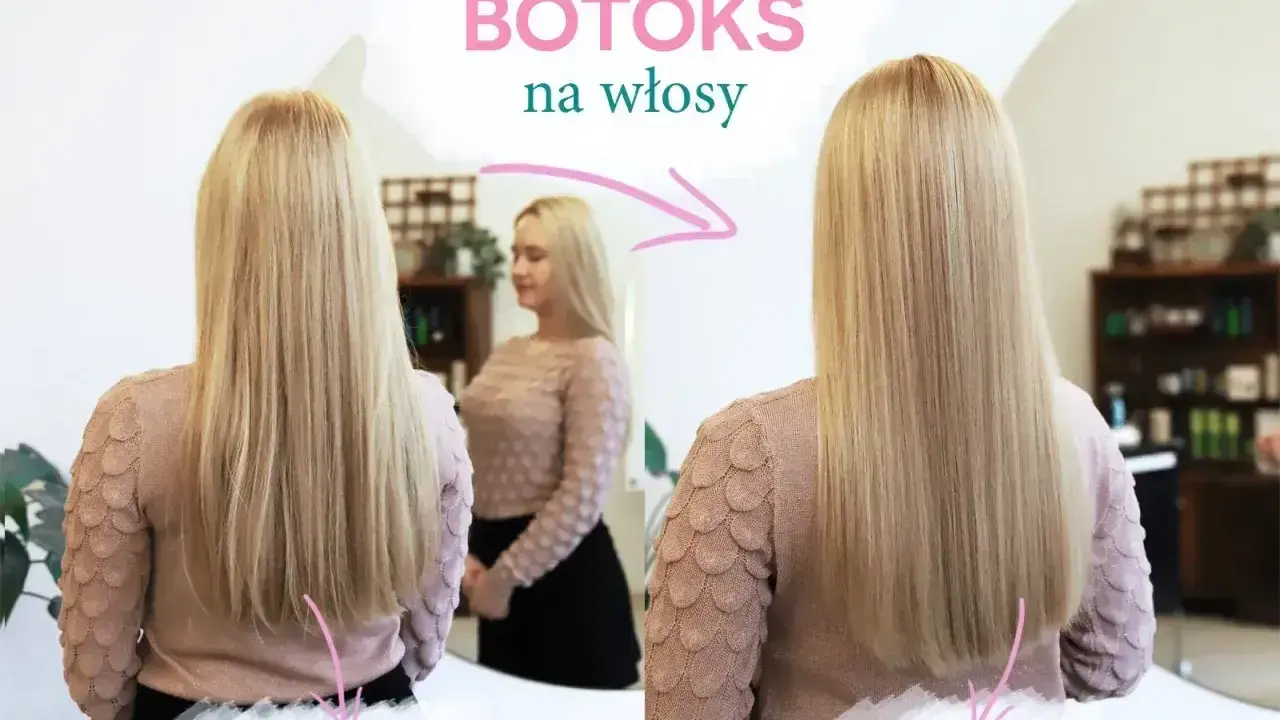 Przed i po zabiegu botoks na włosy. Długie, blond włosy stały się gładkie i lśniące.
