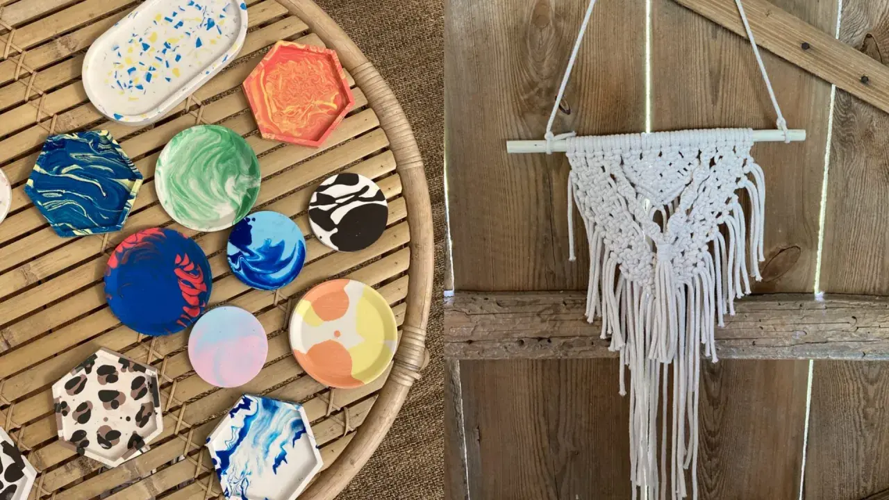 Kolorowe, ręcznie robione podstawki i makrama. Handmade to znaczy unikatowe, z pasją wykonane przedmioty.
