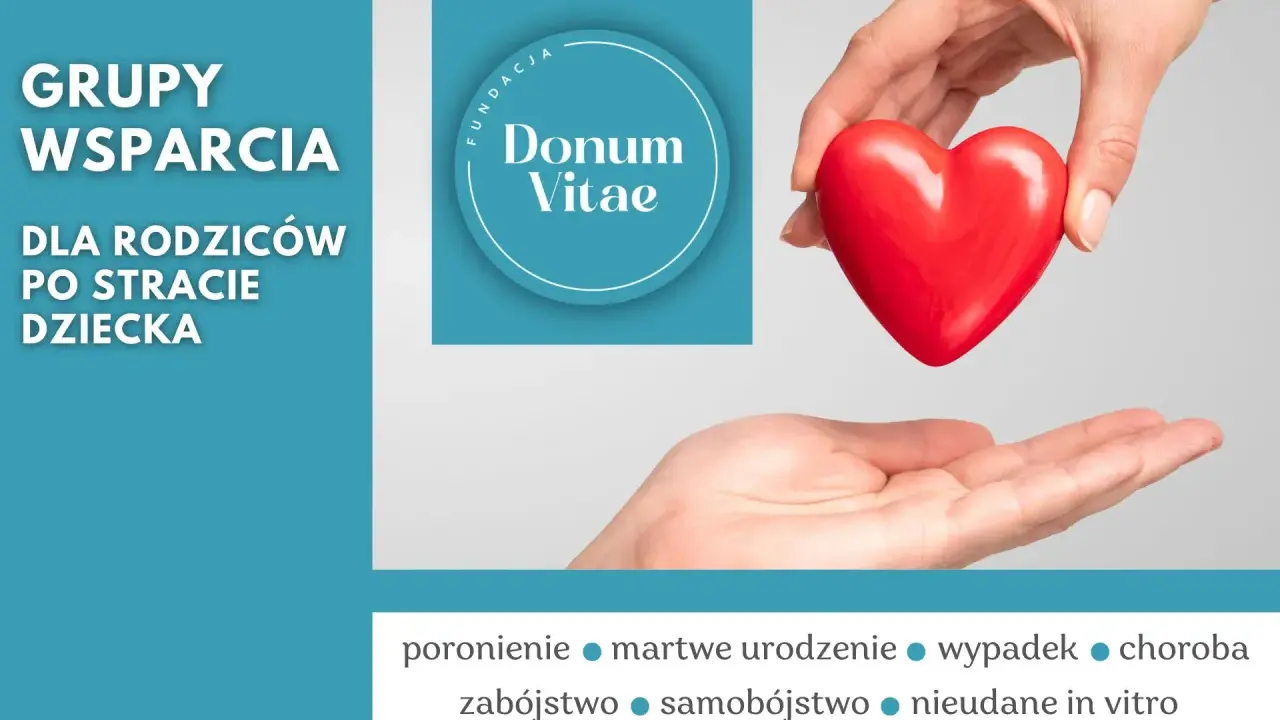 Grupa wsparcia dla rodziców po stracie dziecka. Dłoń podaje serce, symbolizując pomoc po śmierci dziecka.