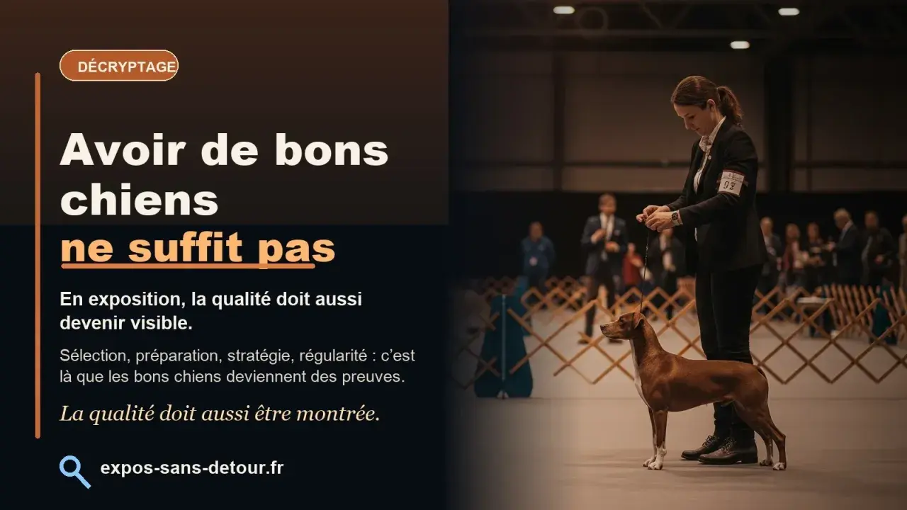 Une femme juge un chien lors d'un concours de beauté canine. La qualité doit être visible.