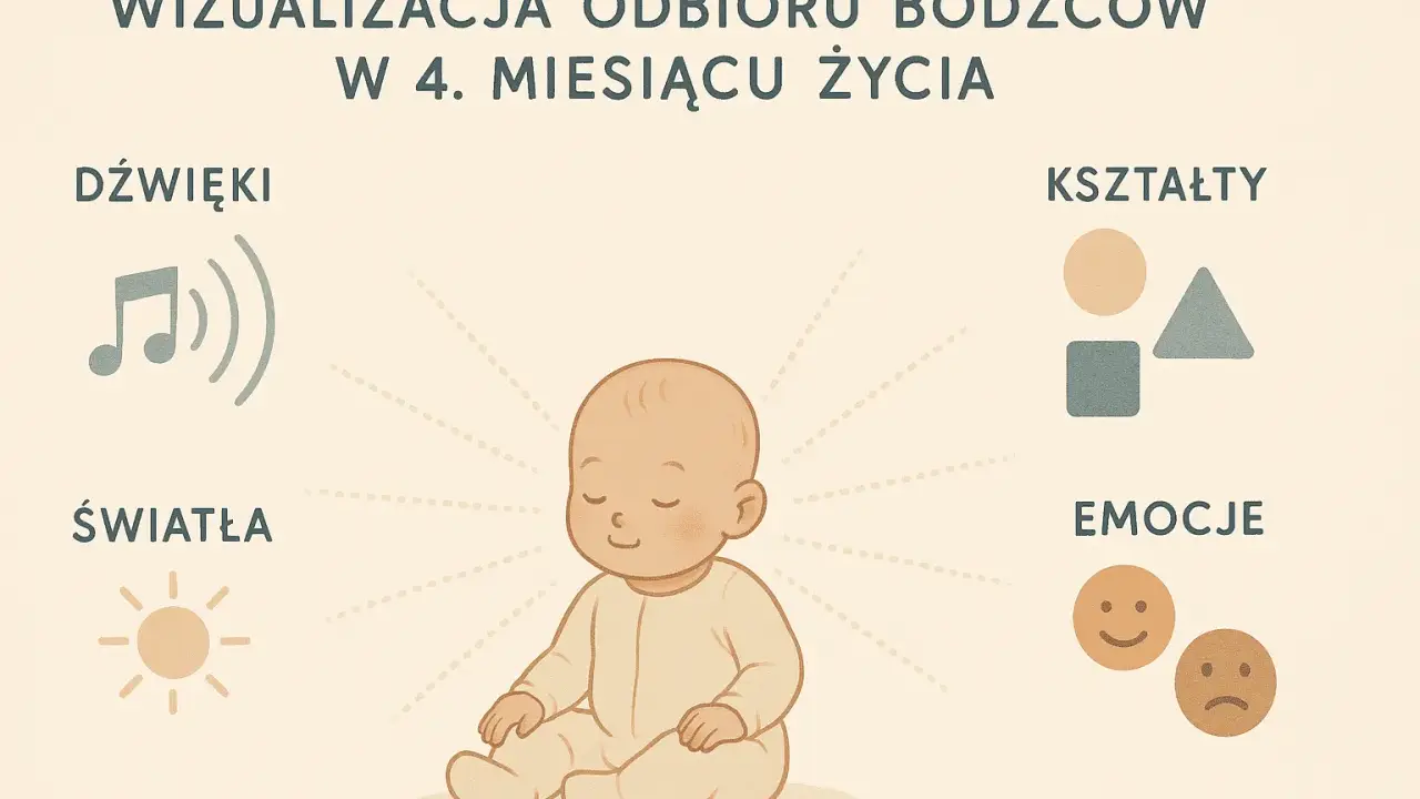 4-miesięczne dziecko skok rozwojowy: odbiór dźwięków, świateł, kształtów i emocji.