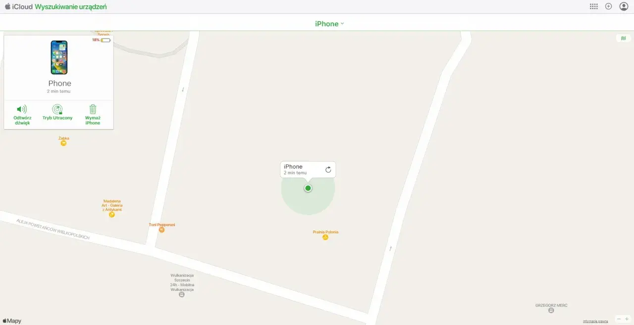 Jak namierzyć telefon komórkowy przez internet spryciarze? Na mapie widzisz lokalizację swojego iPhone'a, ostatnio widzianego 2 minuty temu.