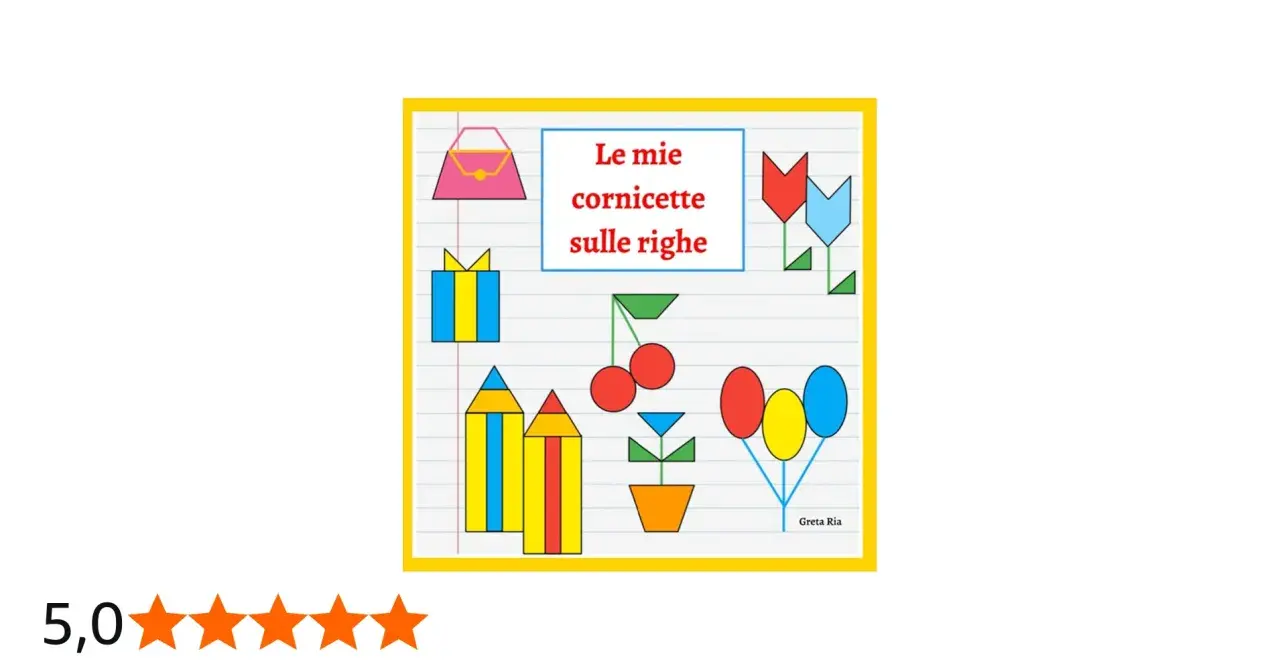 Le mie cornicette sulle righe: disegni colorati di regali, fiori, ciliegie e palloncini su carta a righe.
