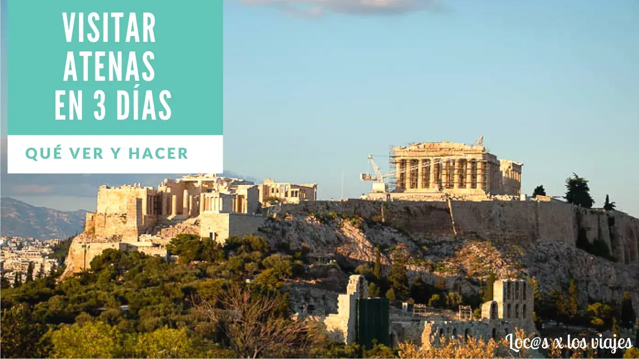 La Acrópolis de Atenas, un lugar ideal para visitar con niños, con el Partenón al fondo.