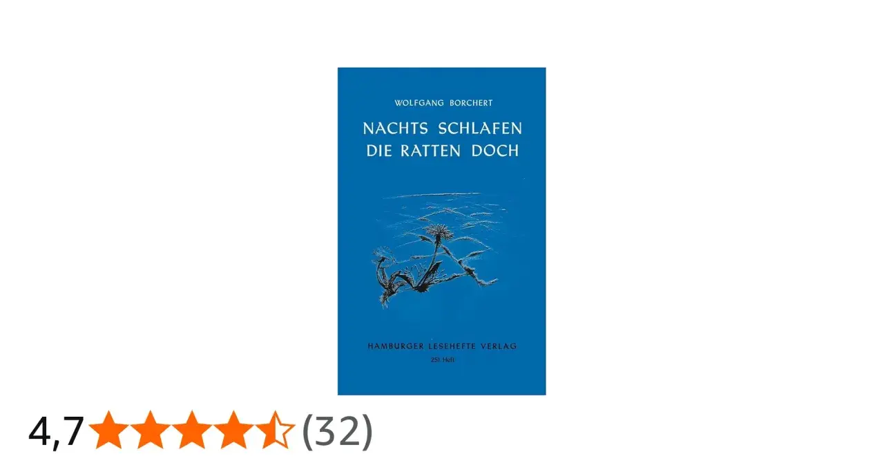 Buchcover "Nachts schlafen die Ratten doch" von Wolfgang Borchert. Ein einsames Pflänzchen im blauen Nichts.