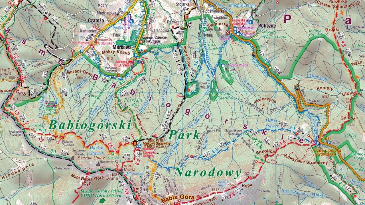 Beskid Żywiecki - atrakcje: mapa szlaków turystycznych, punkty widokowe, schroniska i zabytki.