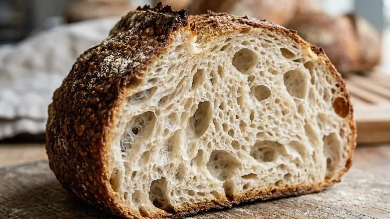 Une mie aérée et une croûte dorée pour ce pain au levain, parfait pour comprendre ce qu'est la farine T65.