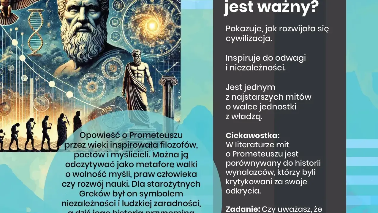 Mit o Prometeuszu, jak w "Konradzie Wallenrodzie" czy "Dziadach cz. III", inspiruje do walki o wolność i niezależność.