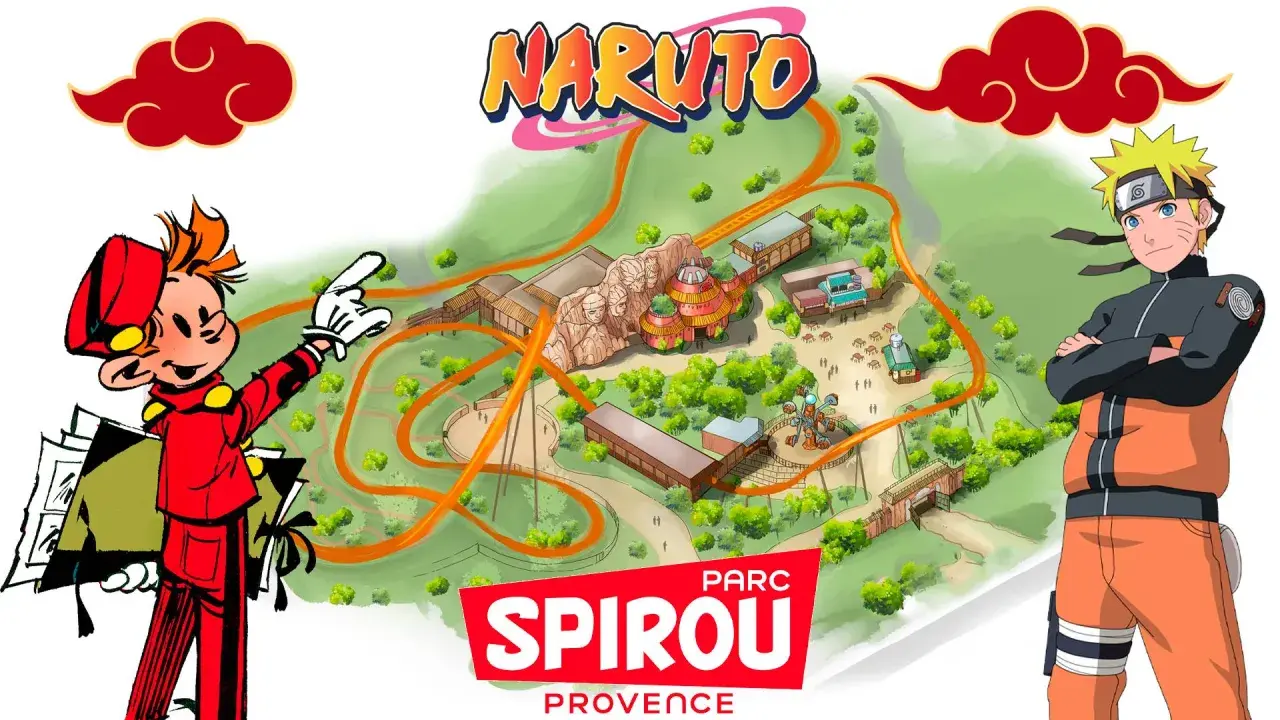 Spirou présente le parc Naruto à Provence, avec Naruto Uzumaki en vedette.