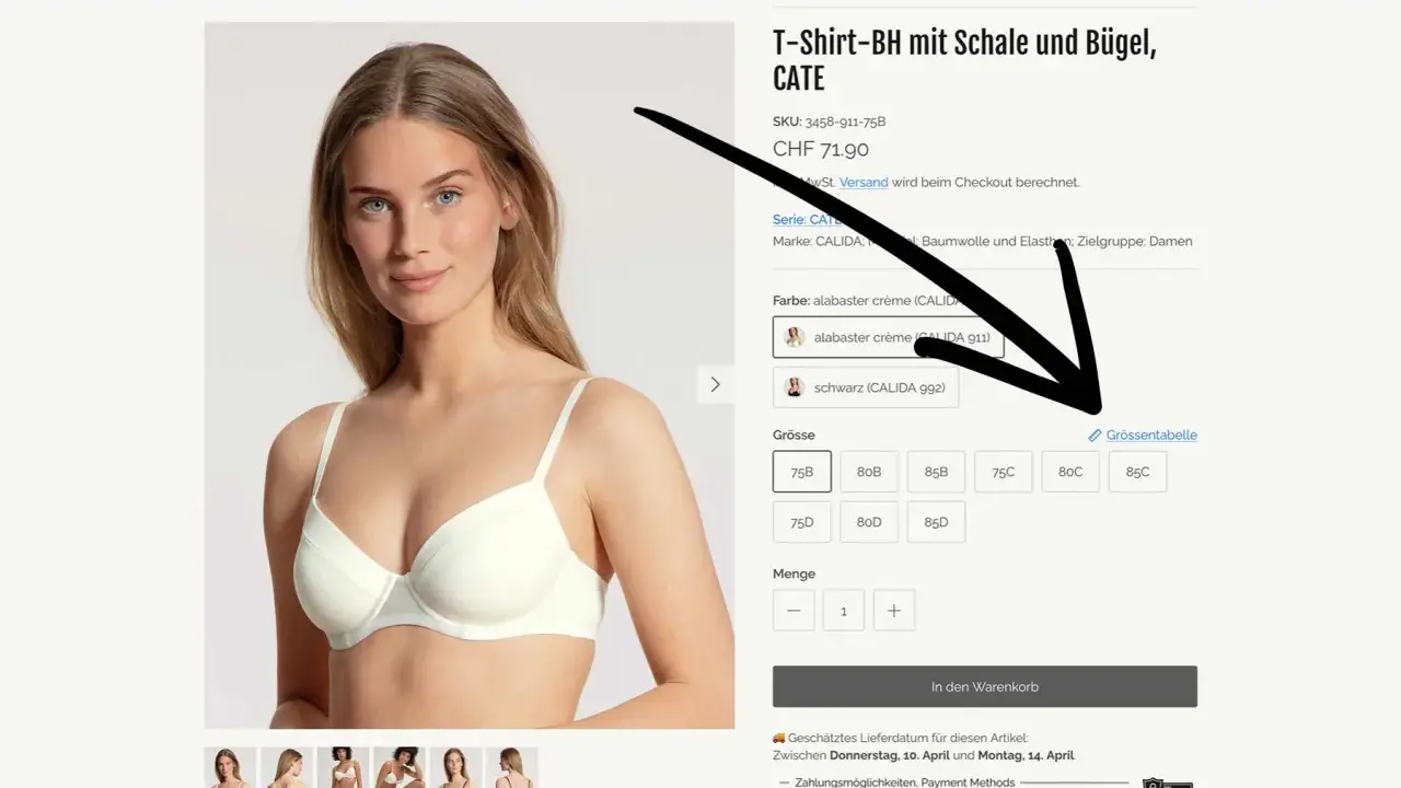 Modello con taglia 2 seno, indossa un reggiseno bianco con ferretto e coppe, in vendita online.
