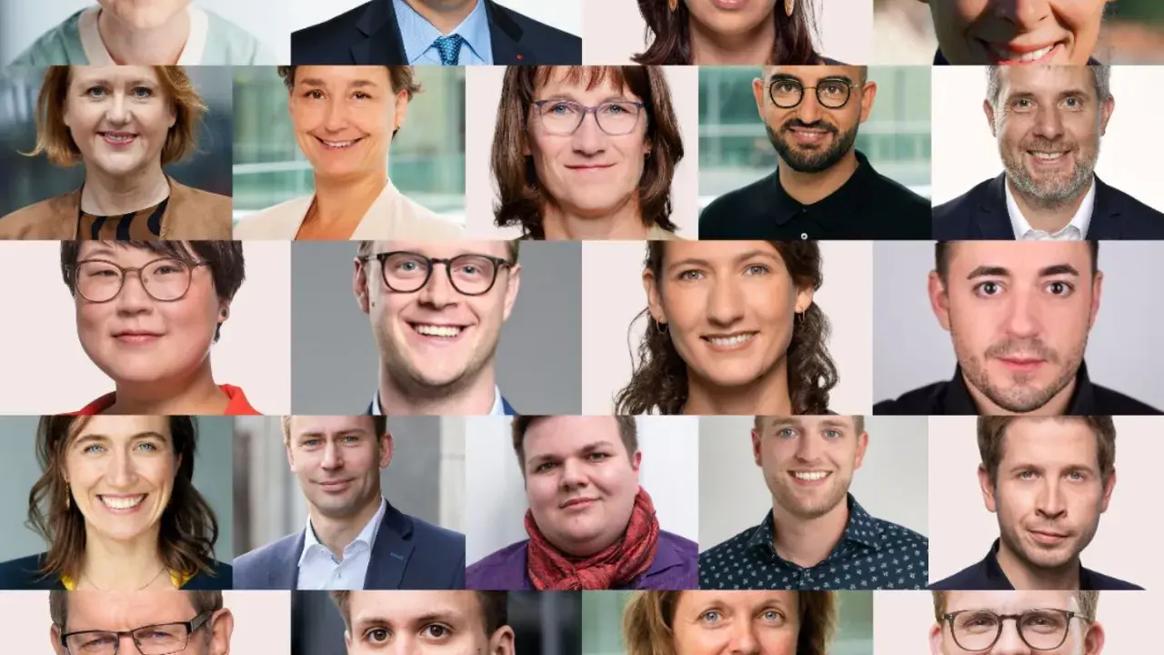 Ein bunter Schwarm für future: Gesichter von Menschen, die gemeinsam die Zukunft gestalten.