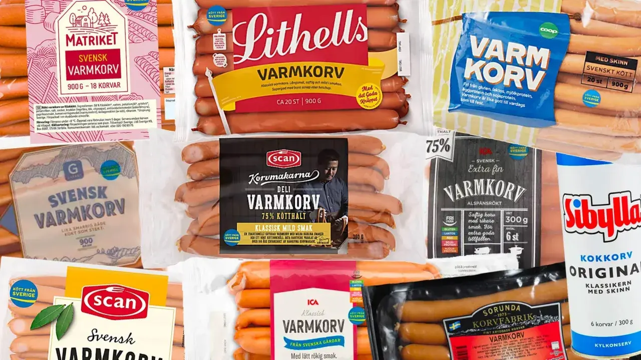 Svenska varmkorvspaket i olika märken. En klassisk svensk varmkorv för alla tillfällen.
