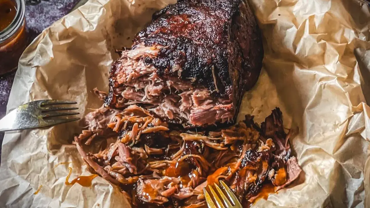 Saftiges Pulled Pork, perfekt für Ihre nächsten Grillrezepte mit Fleisch. Zart und geschmackvoll, mit einer köstlichen Sauce übergossen.