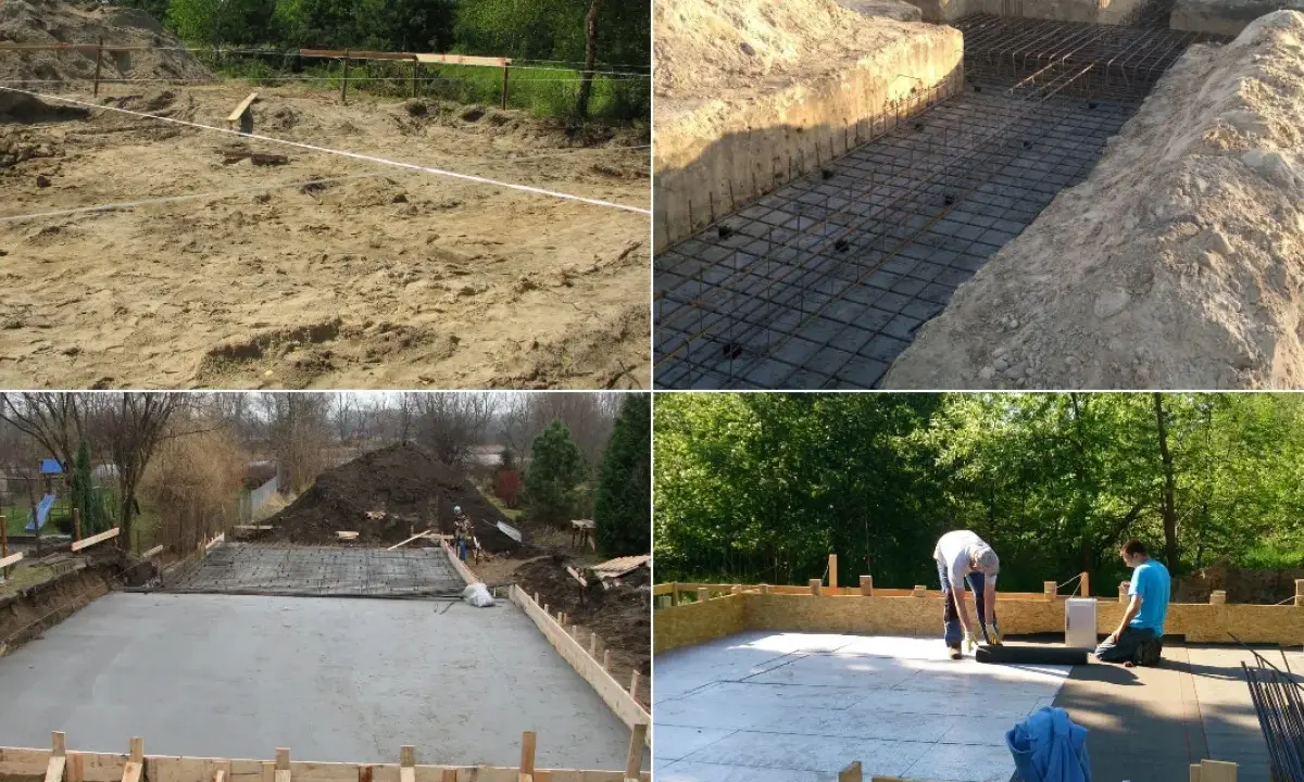 Budowa fundamentów krok po kroku: wykop, zbrojenie, betonowanie i izolacja.