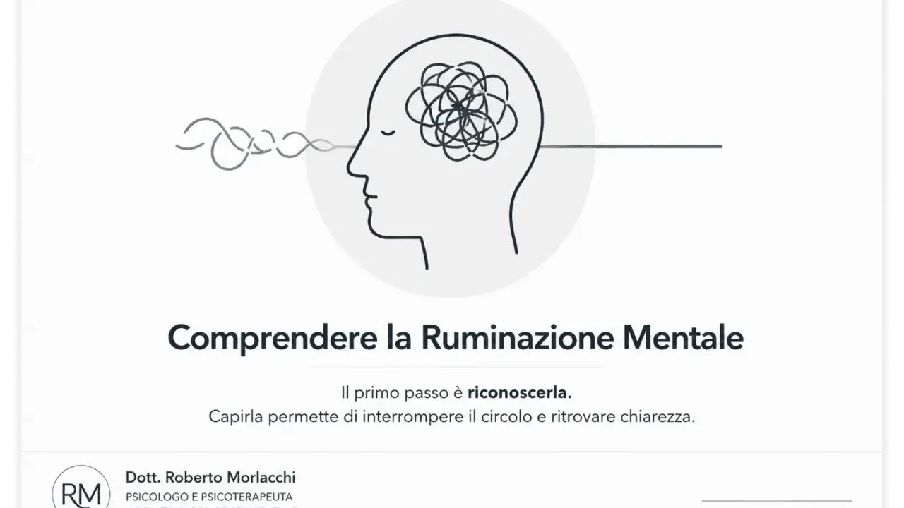 Illustrazione di una testa con pensieri aggrovigliati, suggerendo la ruminazione depressiva. Capirla è il primo passo verso i rimedi.
