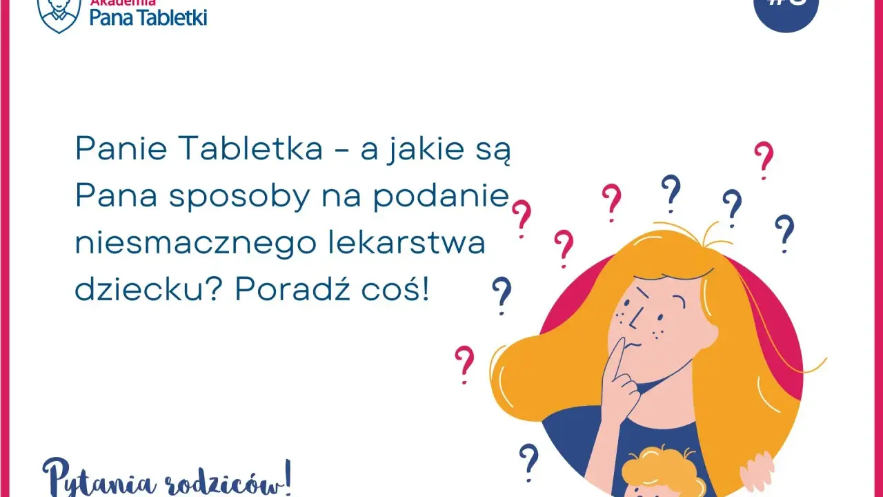 Jak podać dziecku antybiotyk w zawiesinie? Rodzice pytają o sposoby na podanie niesmacznego lekarstwa. Ilustracja przedstawia zamyśloną mamę z dzieckiem.
