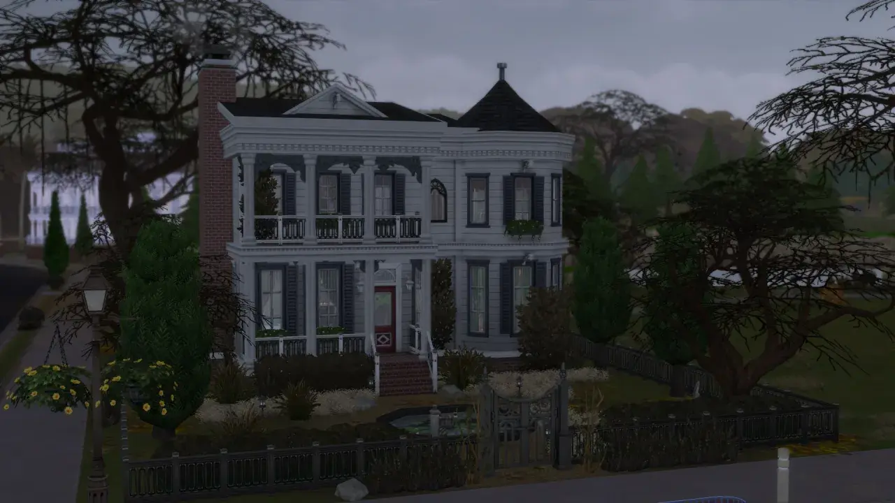 Witaj w The Sims 4 nawiedzony dom, gdzie strach czai się za każdym rogiem. Ta posiadłość wygląda jak z koszmaru, z mrocznymi drzewami i opuszczonym ogrodem.