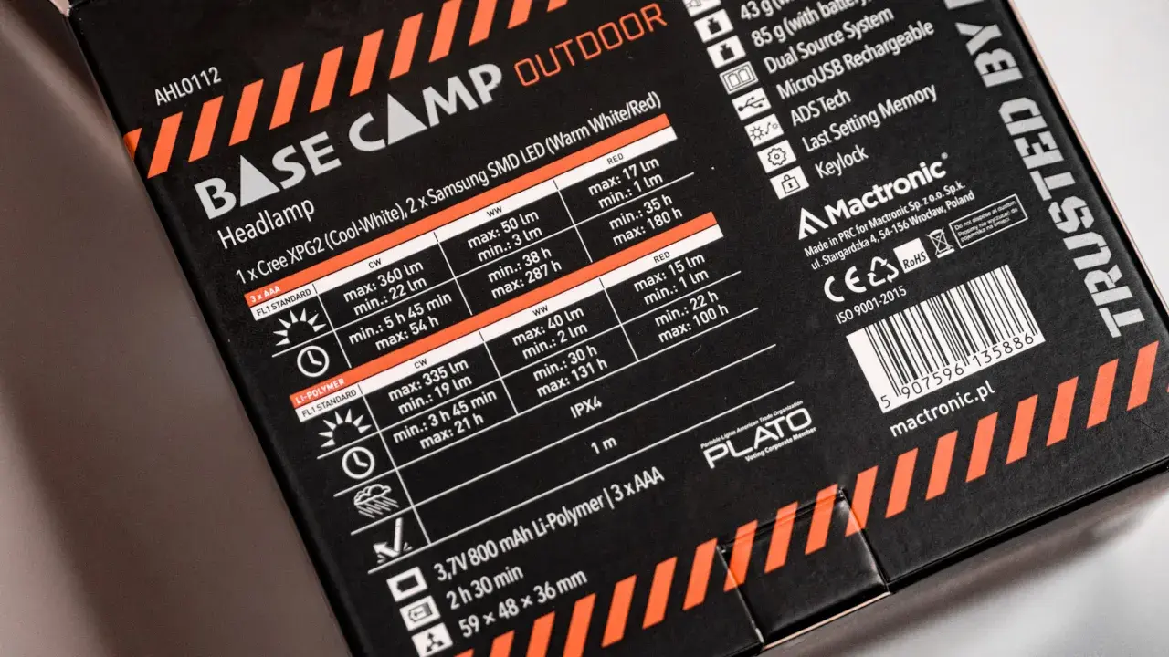 Czołówka dla dzieci Base Camp Outdoor z diodami Cree XPG2 i Samsung. Idealna na wyprawy, zasilana bateriami AAA lub Li-Polymer.