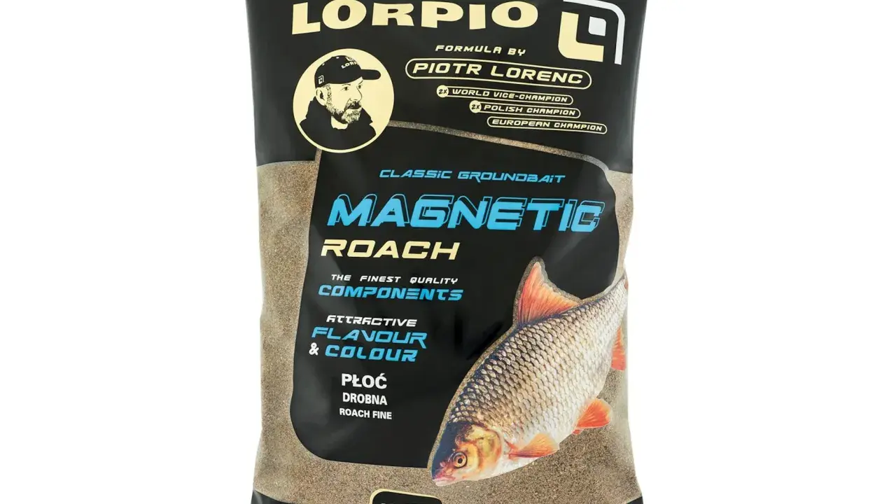 Zanęta Lorpio Magnetic Roach, formuła Piotra Lorenca. Dobre opinie wędkarzy o tej mieszance na płocie.