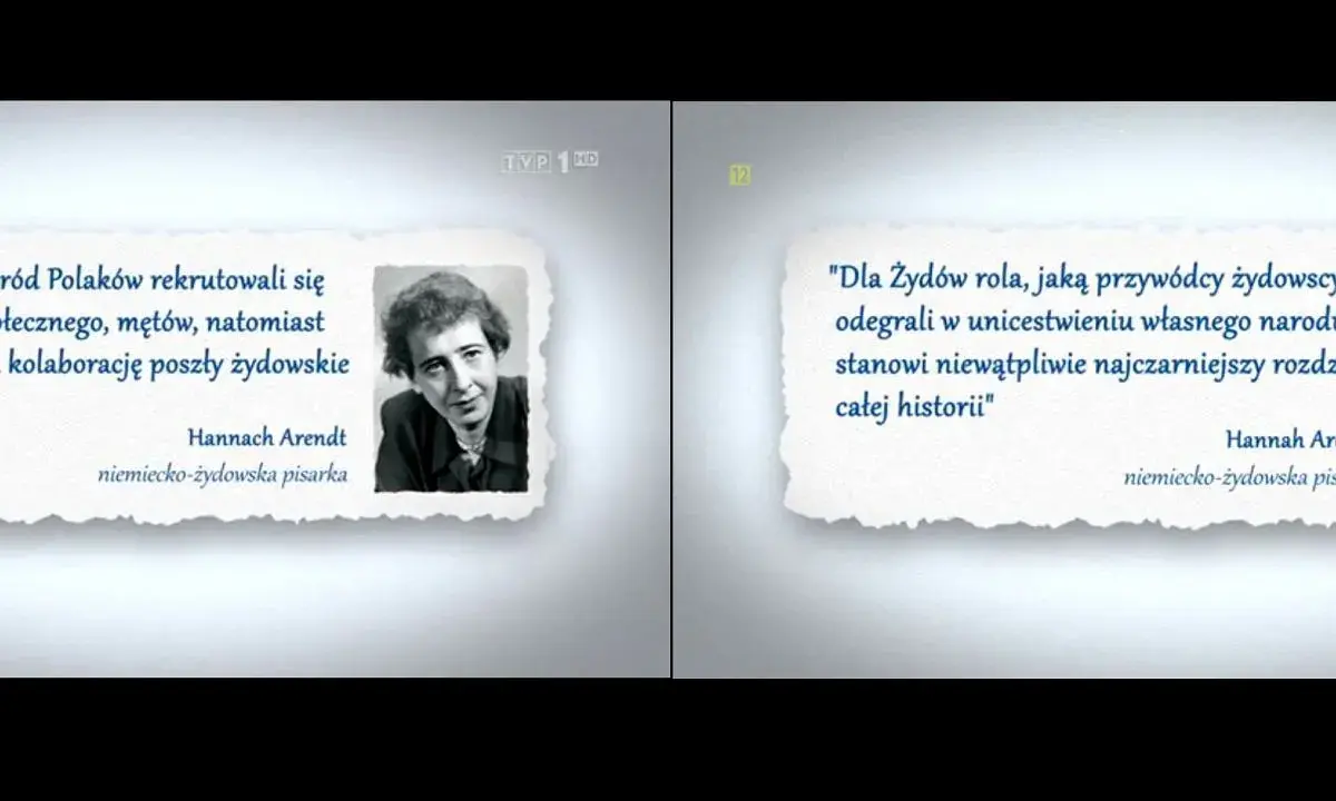 Cytaty Hannah Arendt o zbrodni i karze, jej portret i przemyślenia o roli przywódców żydowskich.