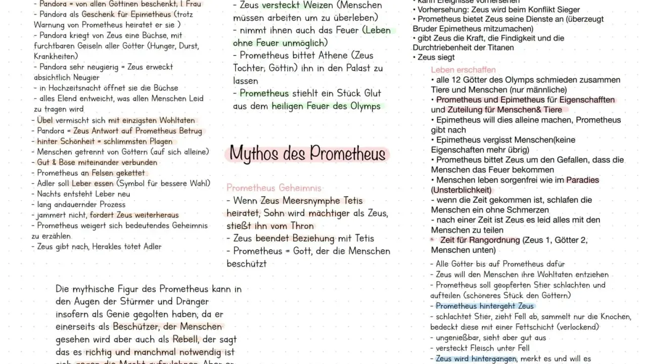Prometheus sage zusammenfassung: Zeus bestraft Prometheus und die Menschen, indem er das Feuer stiehlt. Prometheus stiehlt es zurück und bringt es den Menschen.