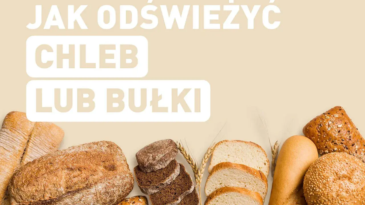 Jak odświeżyć chleb i bułki? Na zdjęciu różne rodzaje pieczywa: bochenki, kromki, bagietka i bułka z sezamem.