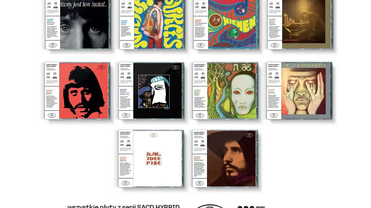 Kolekcja płyt CD z serii SACD HYBRID, w tym okładki albumów Czesława Niemena.