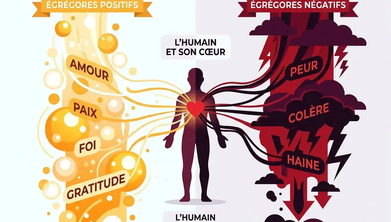 L'âme humaine est influencée par des égrégores positifs (amour, paix, foi, gratitude) et négatifs (peur, colère, haine).