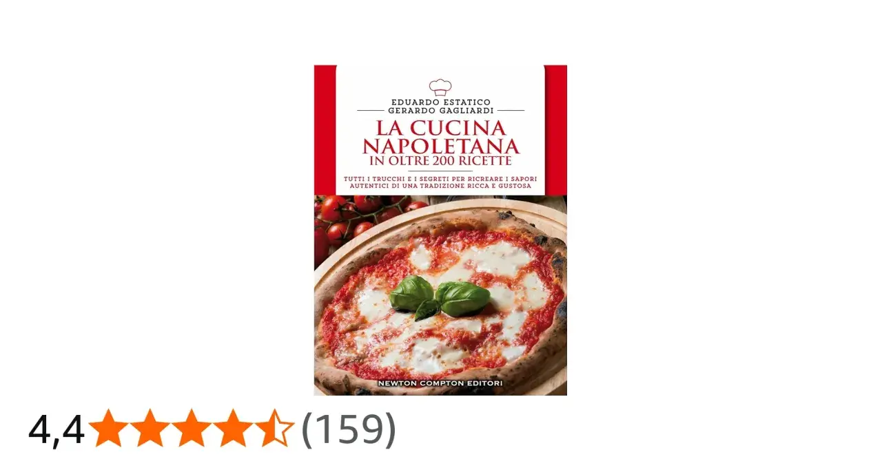 Copertina libro "La Cucina Napoletana" con pizza margherita. Un viaggio nel cibo Napoli, tra ricette e segreti.