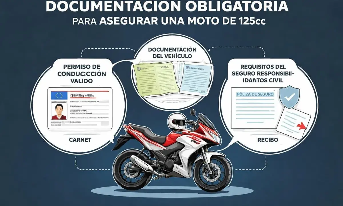 Documentación obligatoria para asegurar una moto a1: carnet de conducir, documentación del vehículo y seguro de responsabilidad civil.