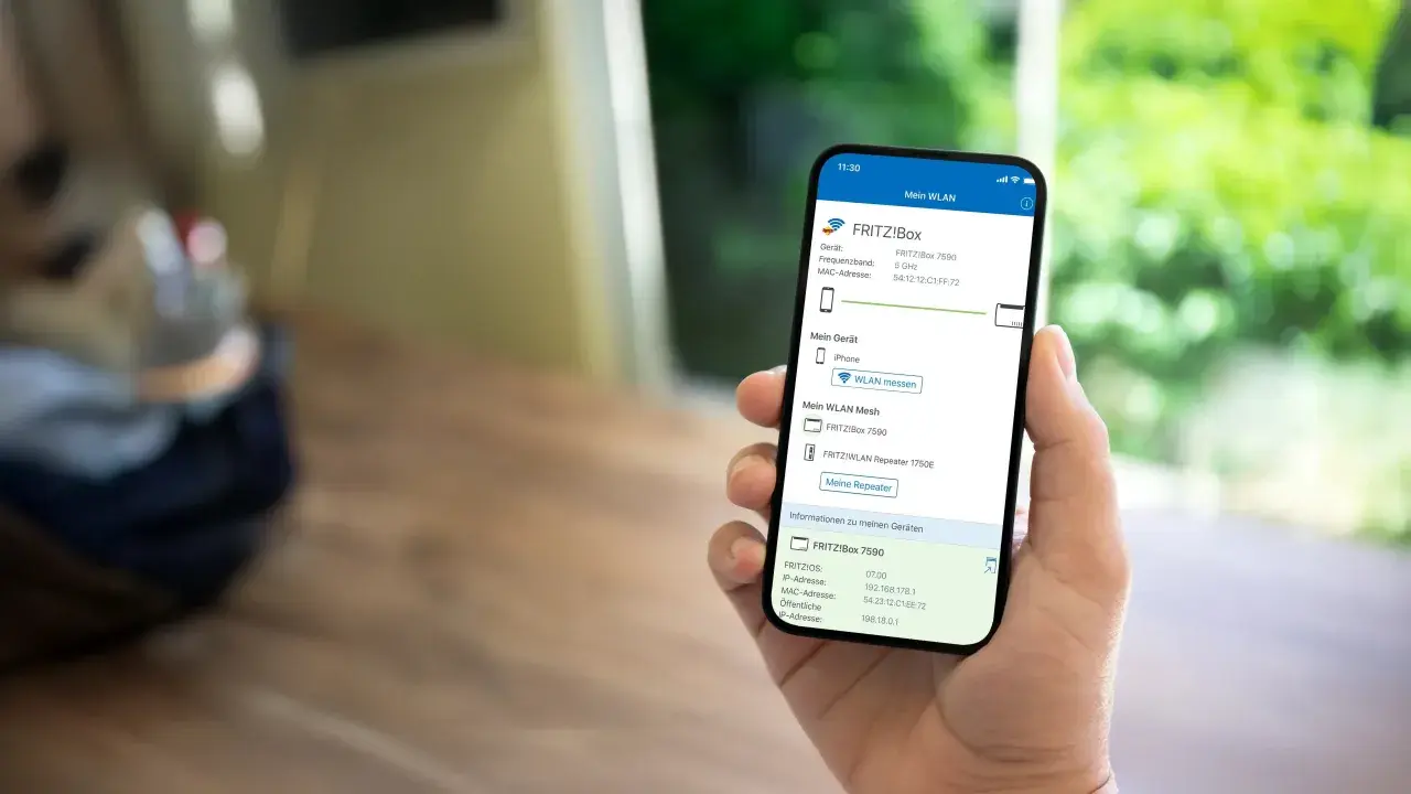 iPhone zeigt FRITZ!Box-Details, Frequenzband 5 GHz. So kannst du dein WLAN GHz herausfinden.