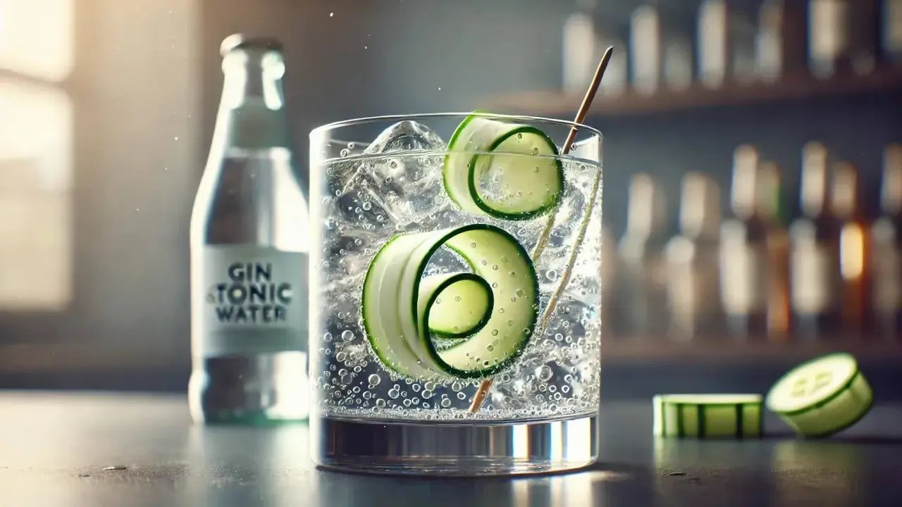 Erfrischender Gin Tonic mit Gurkenspiralen. So schmeckt Gin: klar, kühl und belebend.
