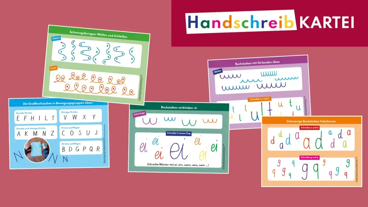 Übungsblätter für die buchstabeneinführung handlungsorientiert: Wellen, Schleifen, Buchstaben verbinden und schwierige Buchstaben üben.