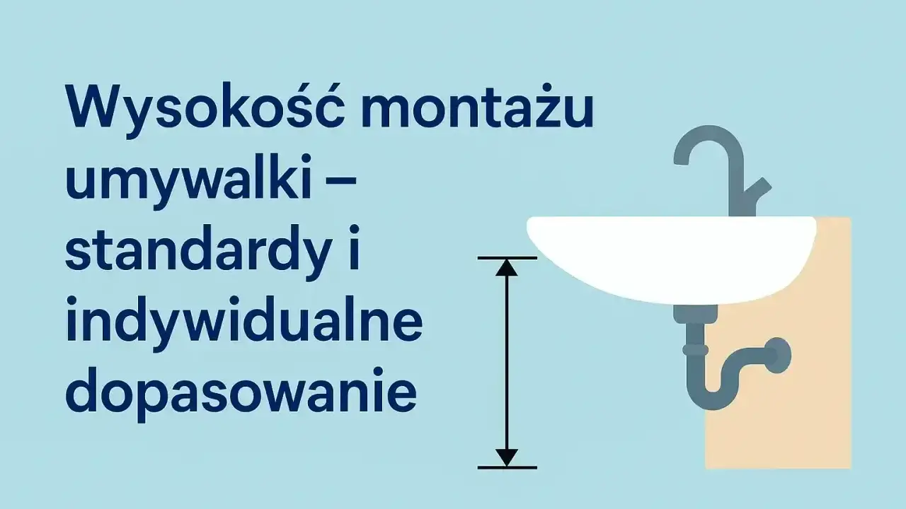 Wysokość montażu umywalki: standardy i indywidualne dopasowanie. Ilustracja pokazuje umywalkę z zaznaczoną wysokością montażu.