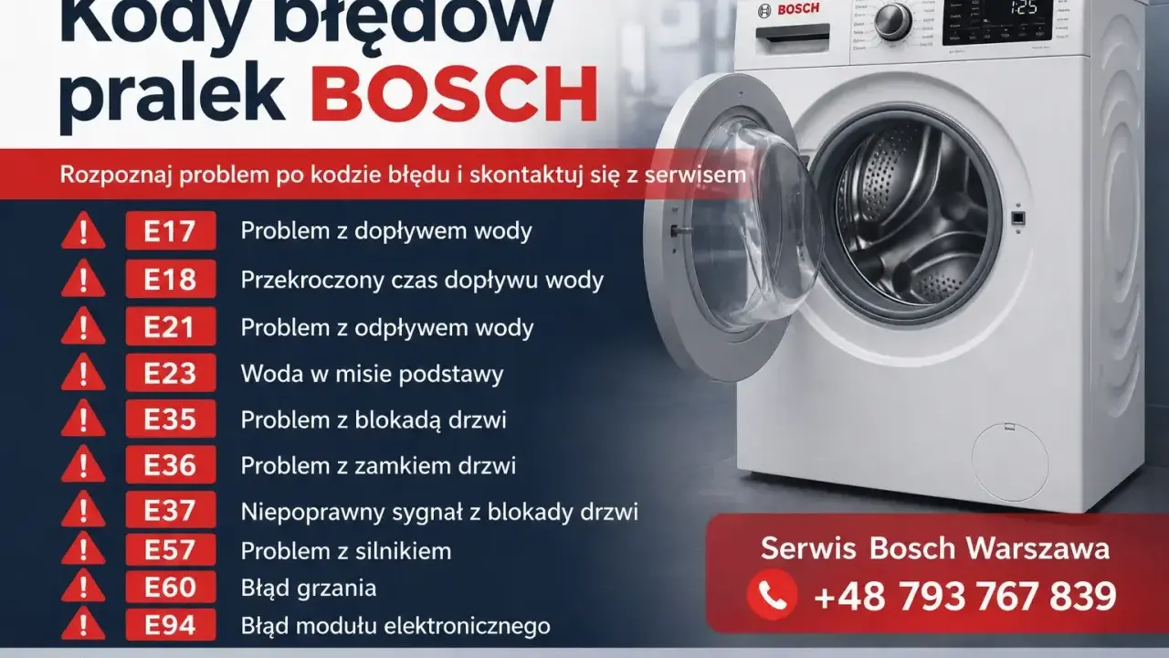 Pralka Bosch z błędem E17? To problem z dopływem wody. Zadzwoń po pomoc!