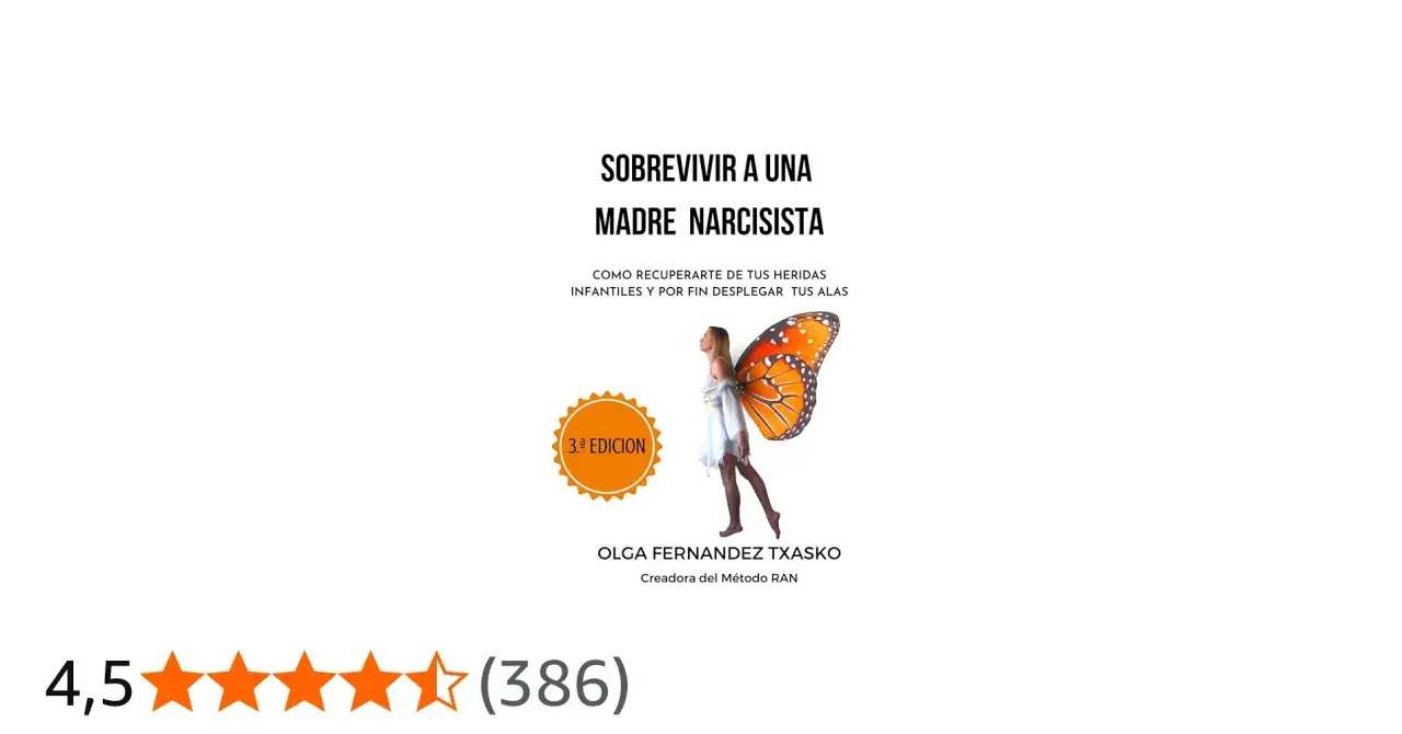 Portada de libro "Sobrevivir a una madre narcisista", con una mujer con alas de mariposa.