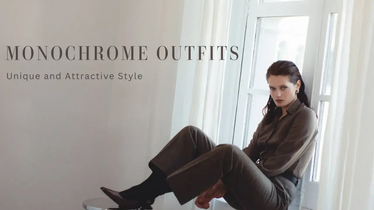 A woman poses in chic monochrome outfits, showcasing a unique and attractive style.