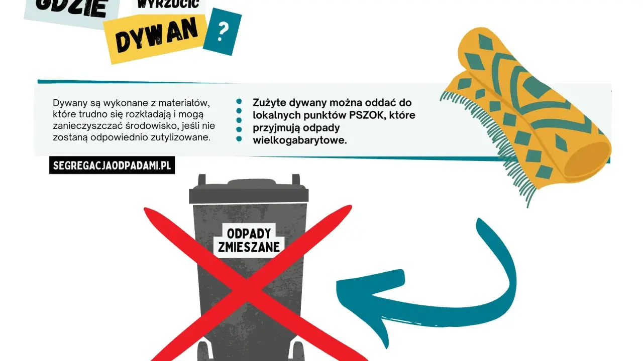 Gdzie wyrzucić dywaniki łazienkowe? Zużyte dywany oddaj do PSZOK-u, nie do odpadów zmieszanych.