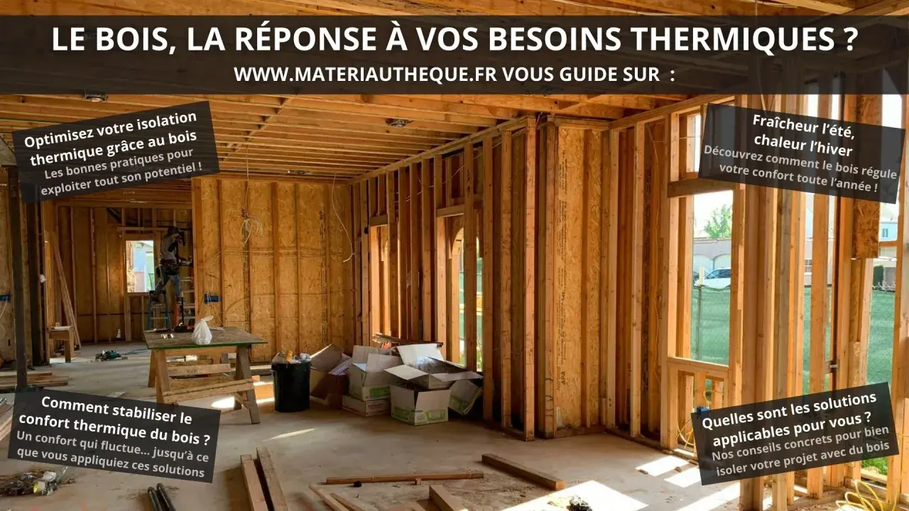 Construction d'une maison en bois, mettant en avant la **résistance thermique bois** pour un confort optimal toute l'année.