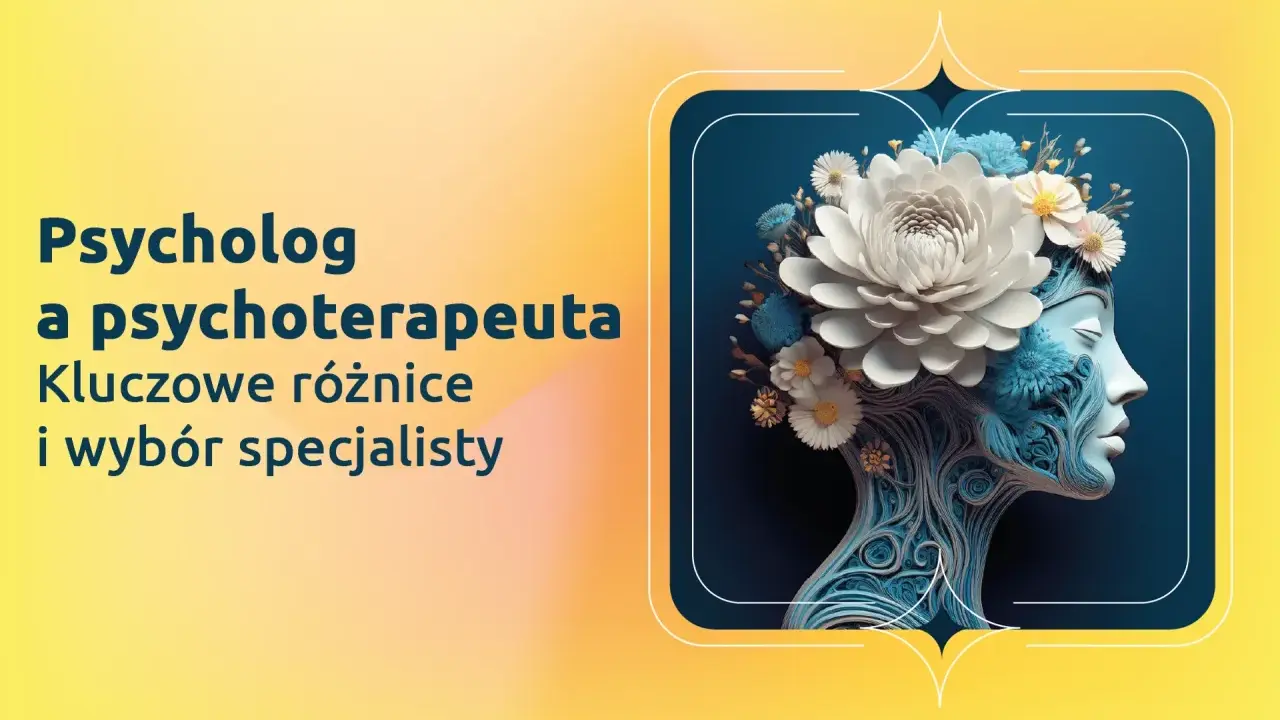 Profil kobiety z kwiatami we włosach, stylizowany na głowę.