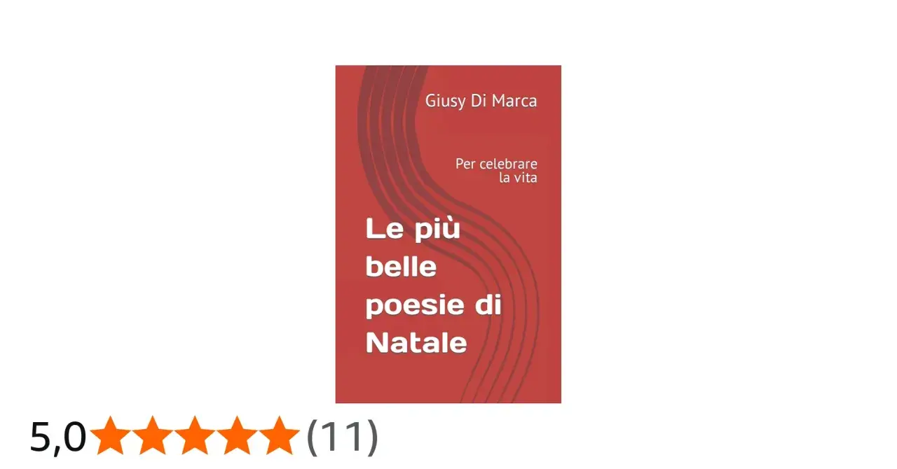 Copertina del libro "Le più belle poesie di Natale" di Giusy Di Marca, con recensione a 5 stelle.