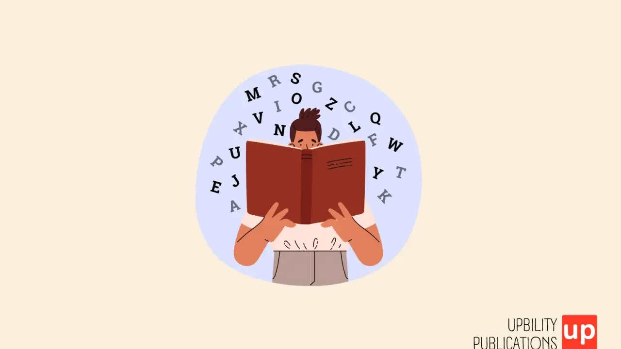 Niño leyendo un libro rodeado de letras, una guía visual para como enseñar a leer a un niño con dislexia.