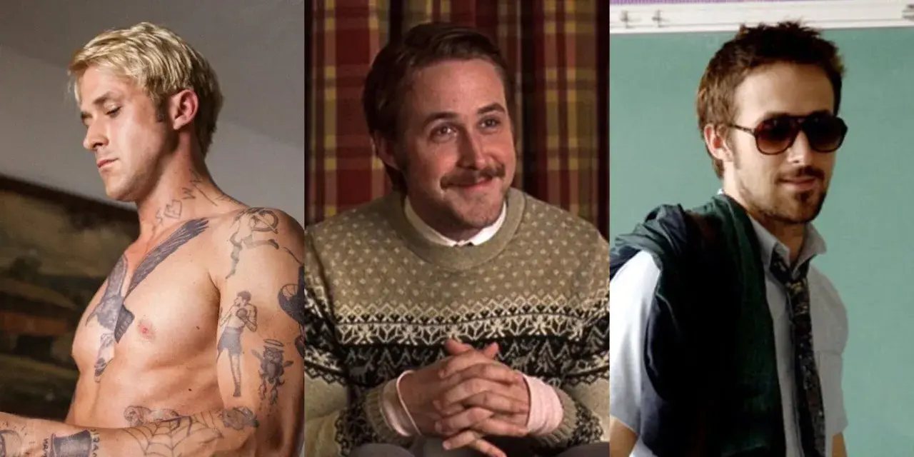 Ryan Gosling i tre olika roller: tatuerad, i en stickad tröja och som lärare. En hyllning till filmer med Ryan Gosling.